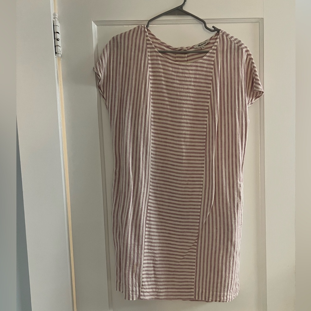 Madewell Striped Tee Dress - Lavender & White
